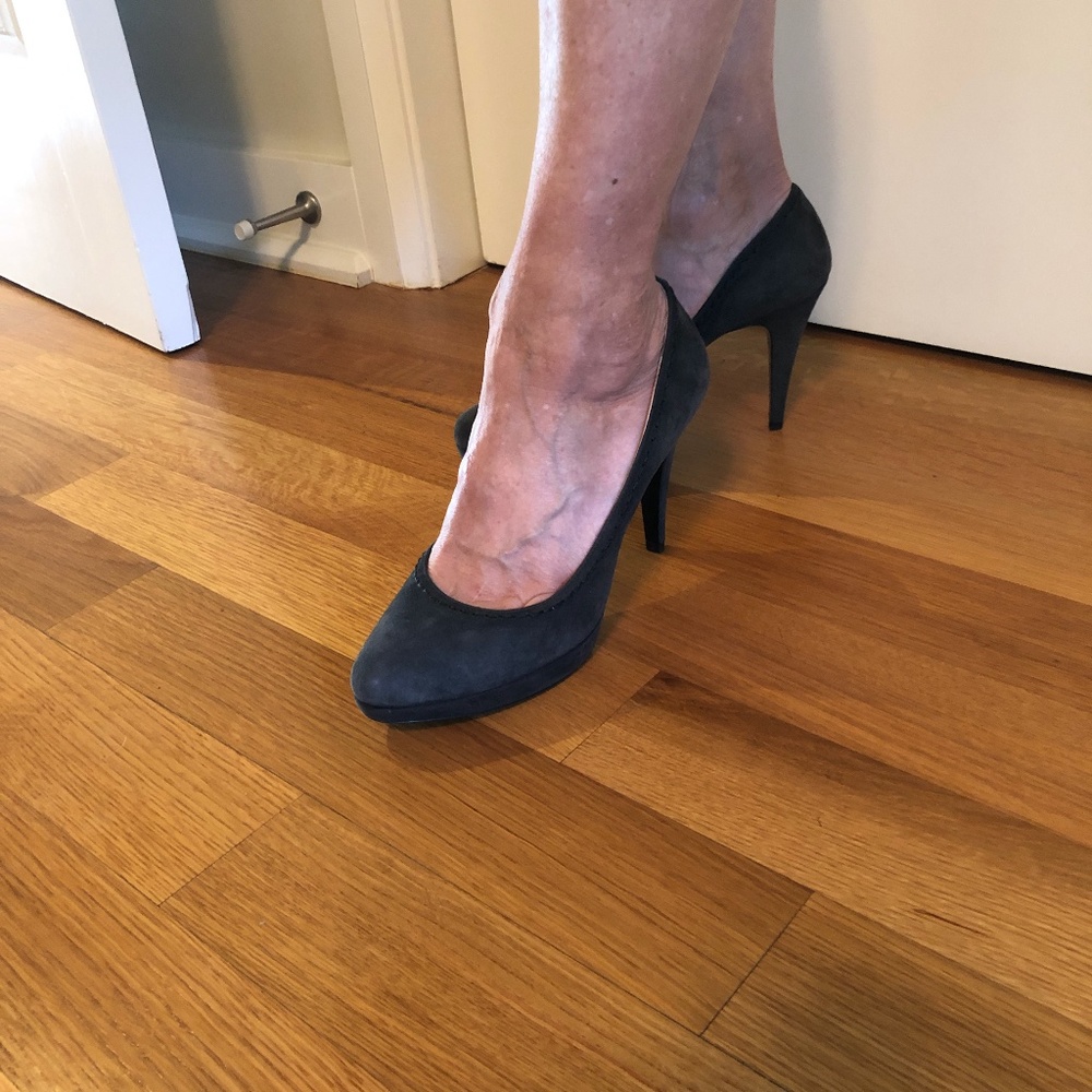 Prada grey suede platforms